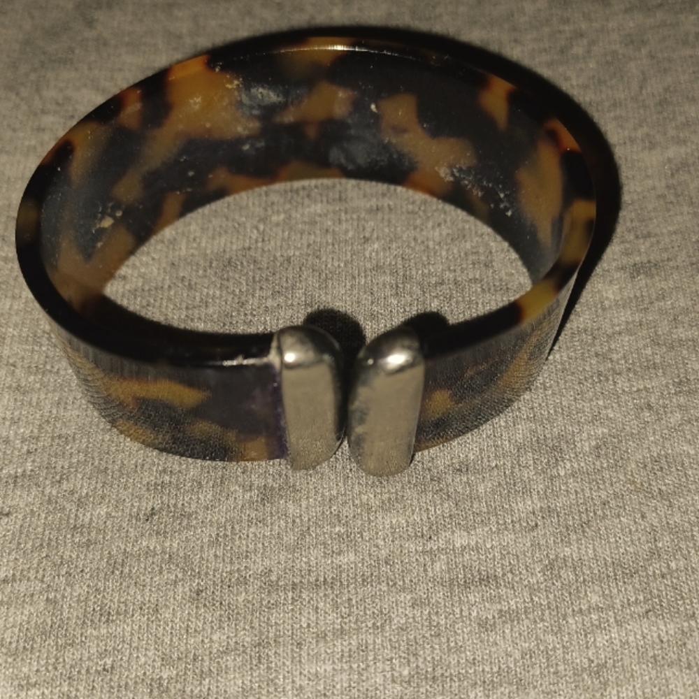 Antique tortoise shell bracelet with silver accents